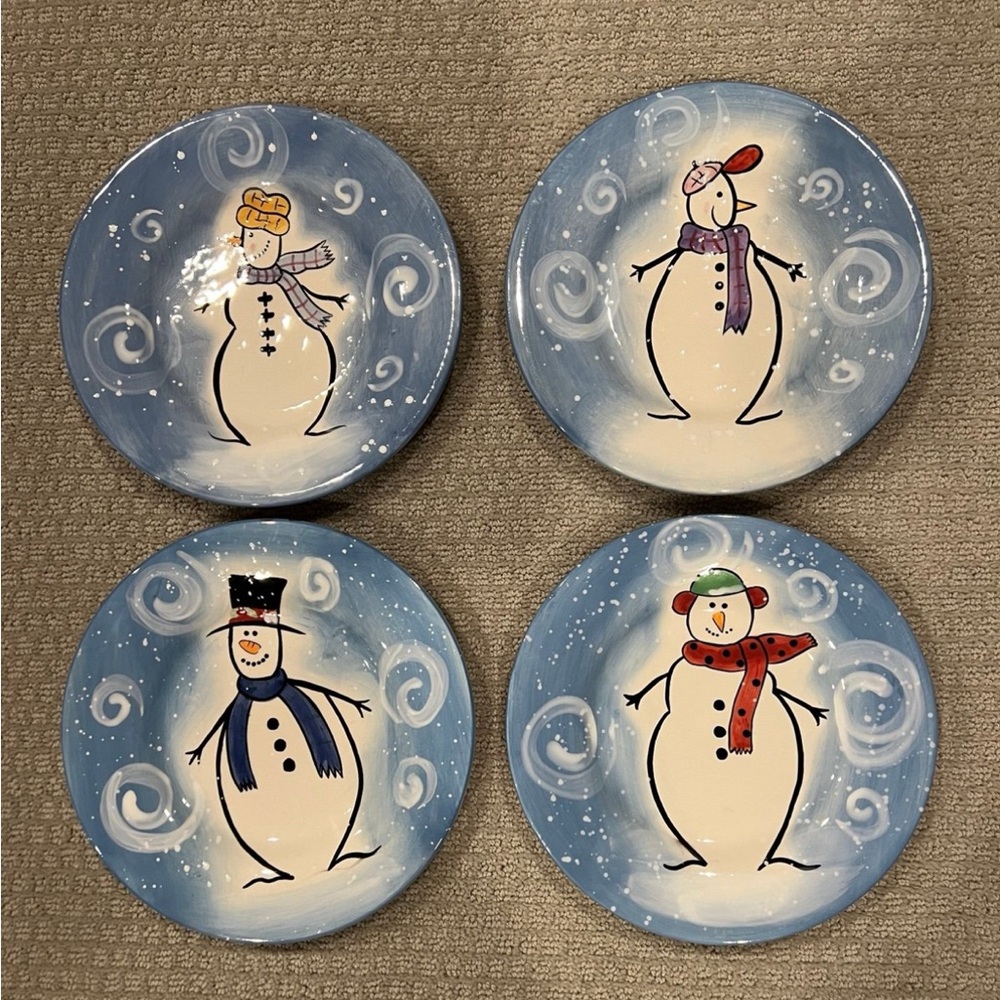 Vintage Christmas/Holiday Dessert appetizer Plates CHARMONY SNOWMAN
